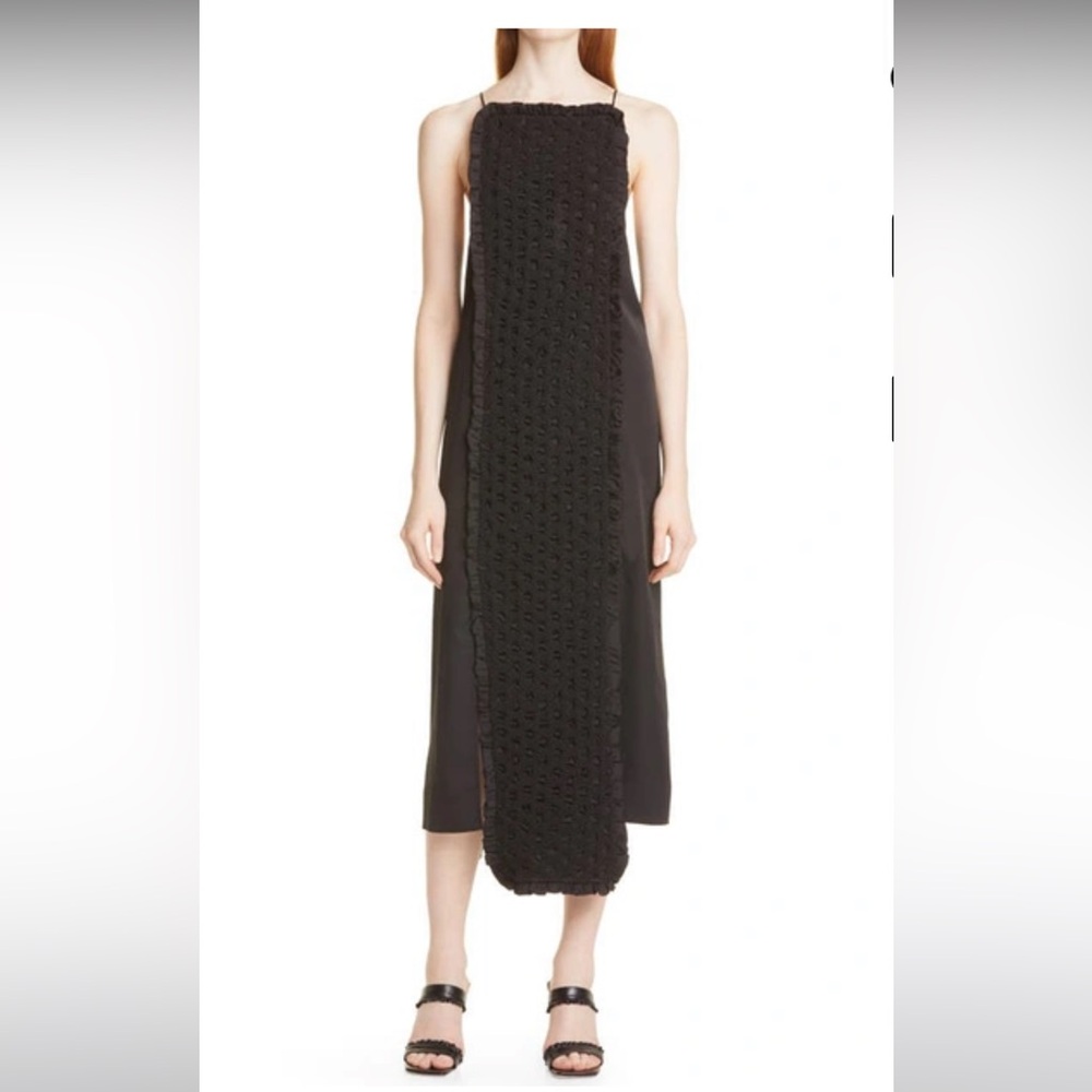 Ganni Women's Black Crochet Panel Slip Dress Size 38/US6